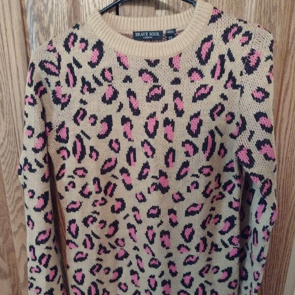 Brave Soul XS Leopard Print Sweater - Picture 1 of 5